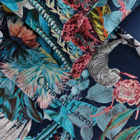 Ensemble de draps : drap-housse, drap plat, taie(s) d'oreiller en satin de coton - dessin Zanzibar bleu - CXL by Christian Lacroix Maison