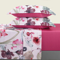 Ensemble de draps : drap-housse, drap plat, taie(s) d'oreiller en satin de coton - dessin Exotique Framboise - CXL by Christian Lacroix Maison