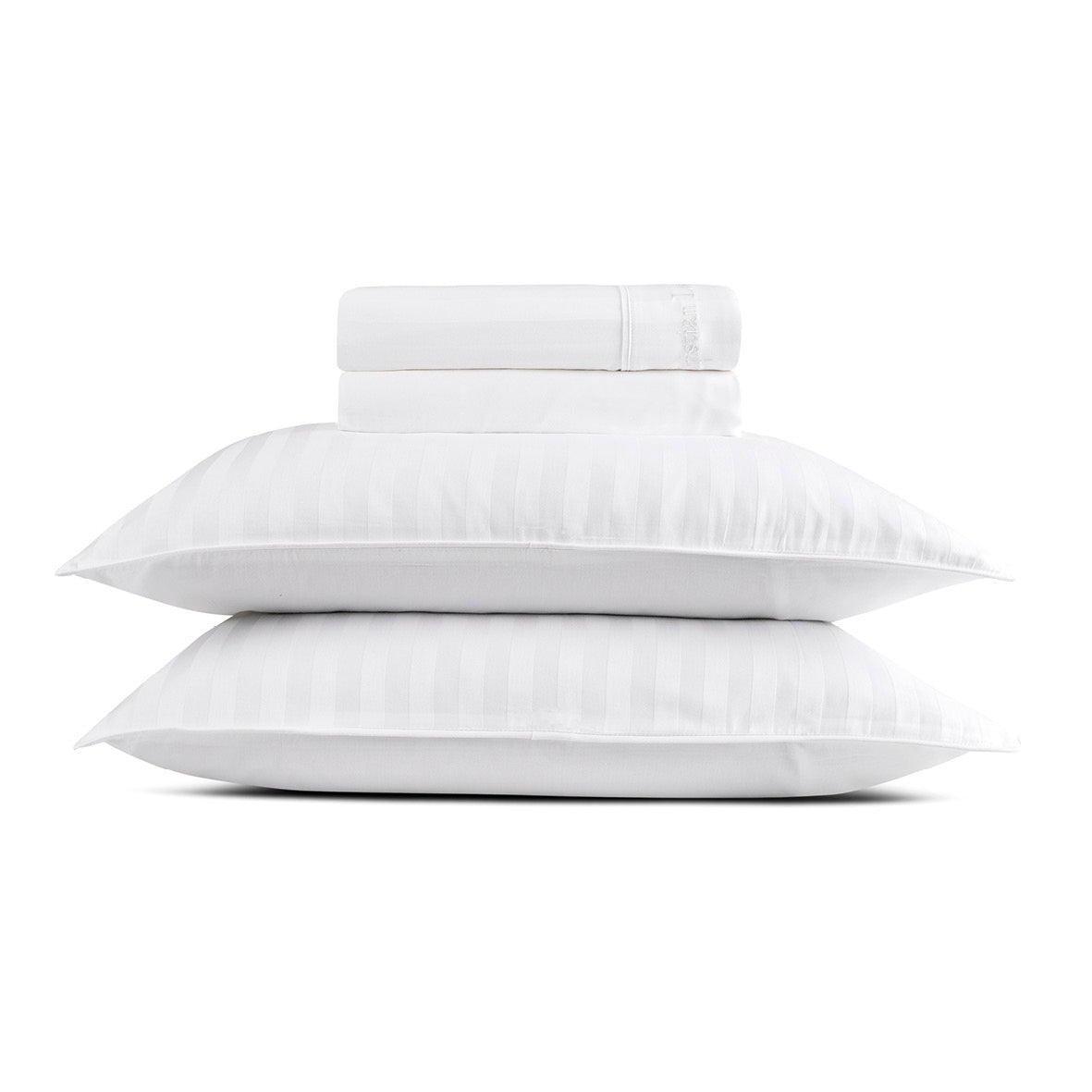 Ensemble de draps  : drap-housse, drap plat, taie(s) d'oreiller en satin de coton - tisse Jacquard - Blanc - CXL by Christian Lacroix Maison
