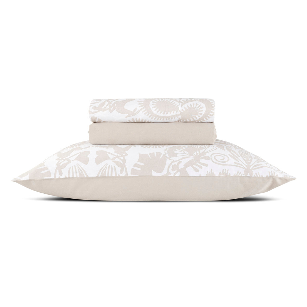 Ensemble de draps : drap-housse, drap plat, taie(s) d'oreiller en satin de coton - dessin Love Stories Taupe - CXL by Christian Lacroix Maison