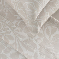 Ensemble de draps : drap-housse, drap plat, taie(s) d'oreiller en satin de coton - dessin Araabesque Taupe - CXL by Christian Lacroix Maison