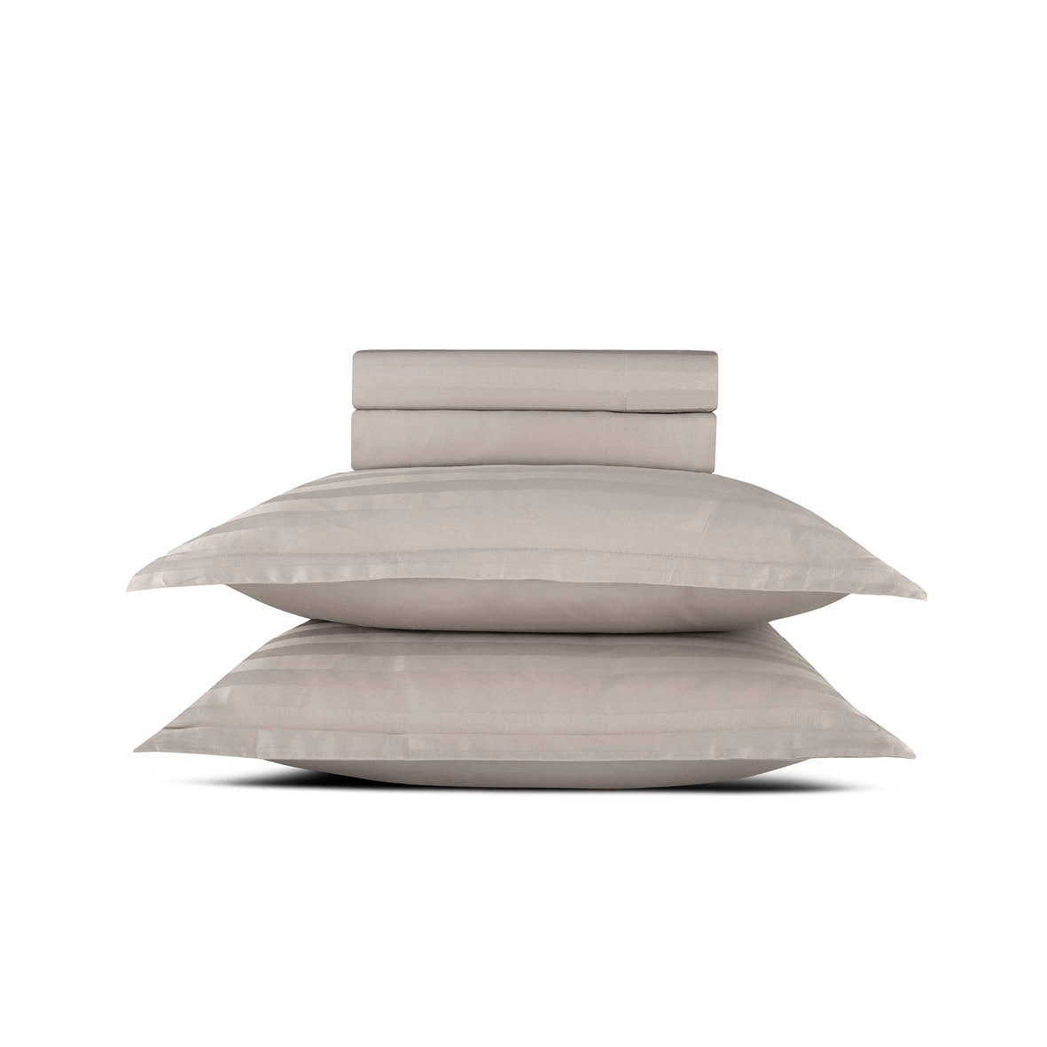 Ensemble de draps satin de coton rayure tissé dobby - Taupe
