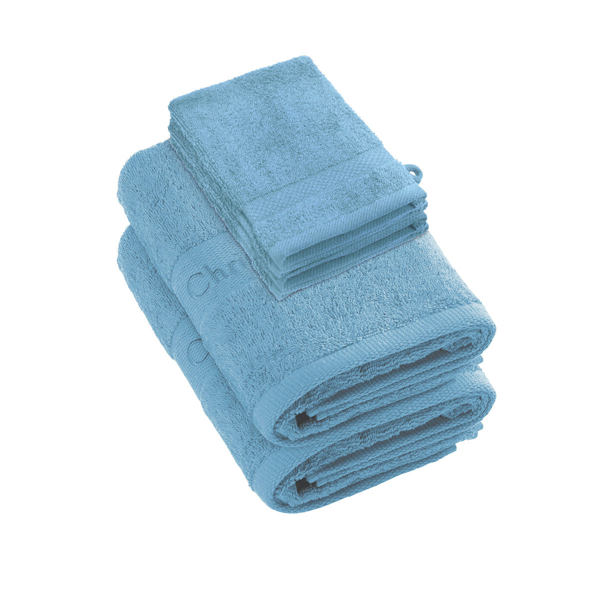 Ensemble de linge de bain 6 pièces (2 serviettes + 4 gants) - 100 % coton peigné - Azur - CXL by Christian Lacroix Maison