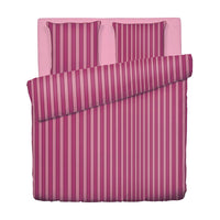 Housse de couette + taie d’oreiller satin de coton - Faisceau Rose - 200 x 220 cm + 2 x (80 x 80 cm)