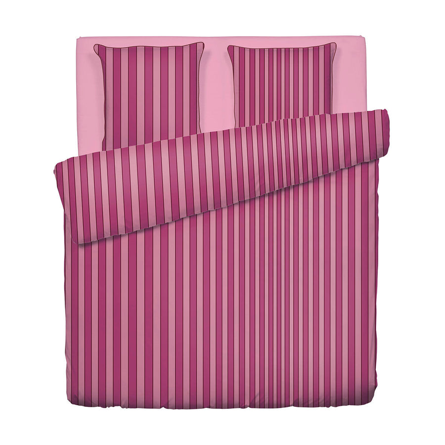 Housse de couette + taie d'oreiller satin de coton - Faisceau Rose