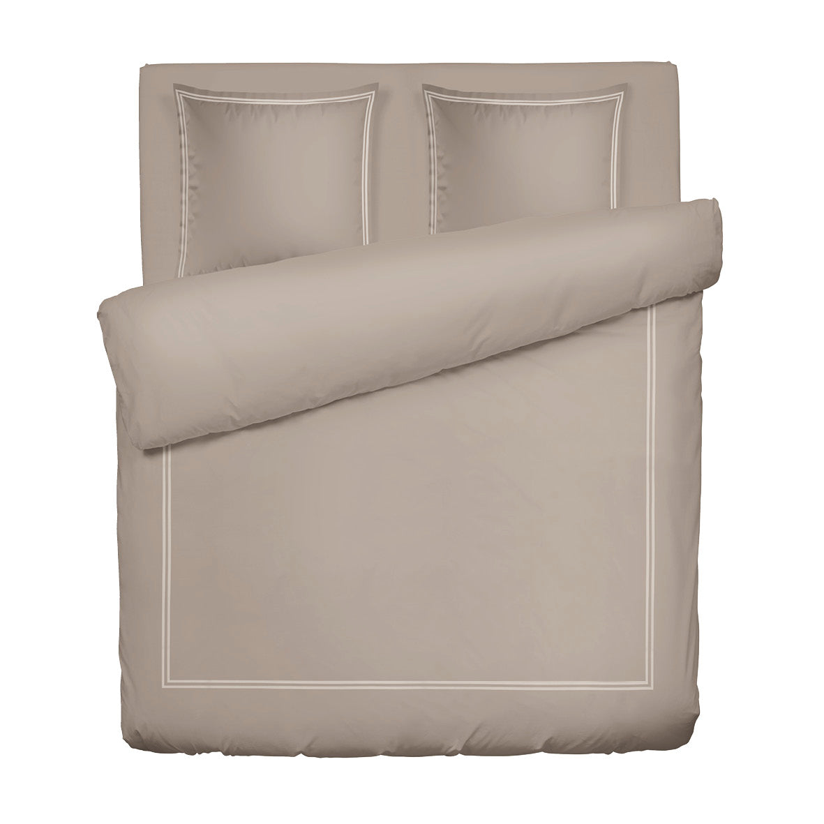Housse de couette + taie d'oreiller satin de coton - Nîmes Blanc / Taupe - CXL by Christian Lacroix Maison