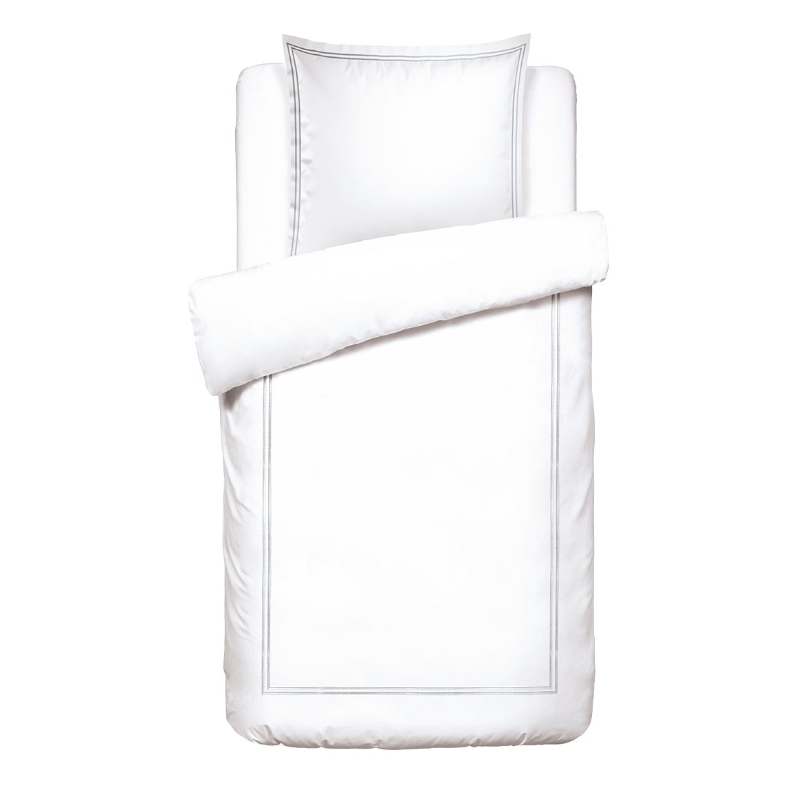 Housse de couette + taie d'oreiller satin de coton - Nîmes Gris / Blanc - CXL by Christian Lacroix Maison