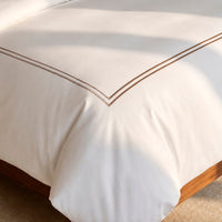 Housse de couette + taie d'oreiller satin de coton - Nîmes Taupe / Blanc - CXL by Christian Lacroix Maison