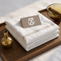 Housse de couette + taie d'oreiller satin de coton - Nîmes Taupe / Blanc - CXL by Christian Lacroix Maison