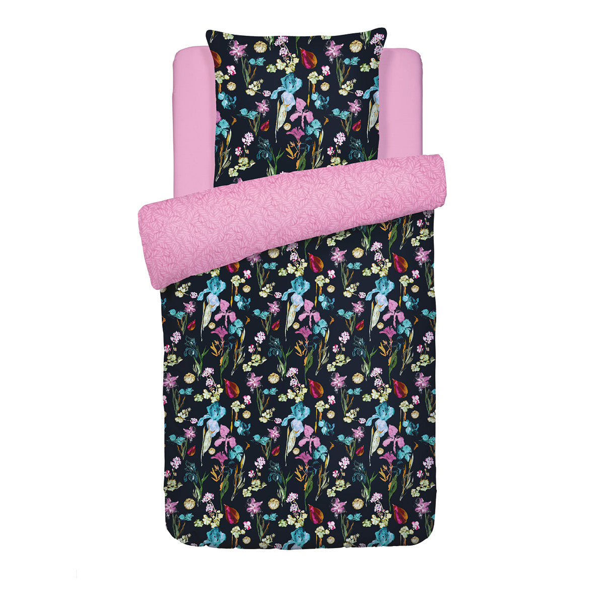 Housse de couette + taie(s) d'oreiller en satin de coton - Iris Bleu foncé - CXL by Christian Lacroix Maison