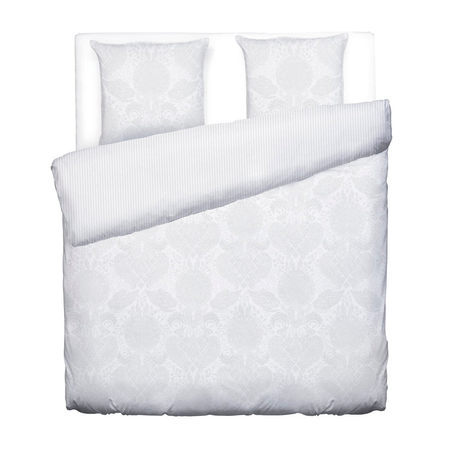 Housse de couette + taie(s) d'oreiller en satin de coton - tissé Jacquard - Arles Blanc