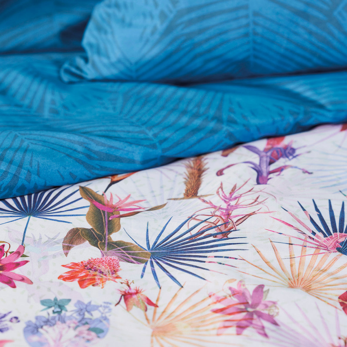 Housse de couette + taie(s) d'oreiller percale de coton - Multico pétrole Paradiso - CXL by Christian Lacroix Maison