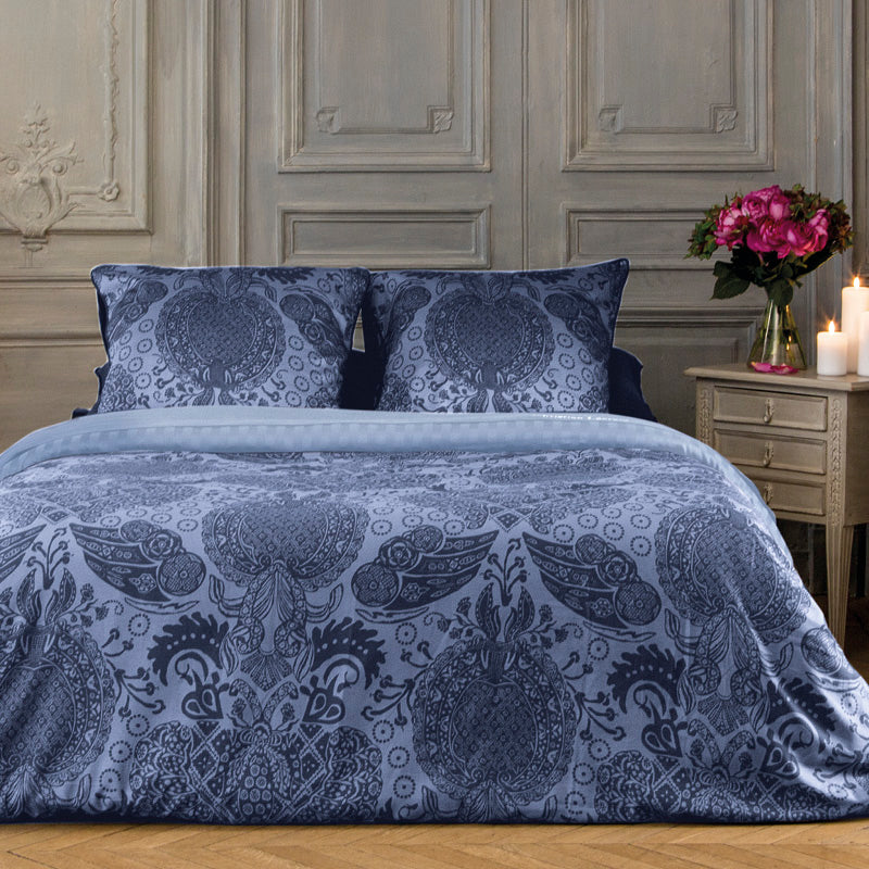 Housse de couette + taie(s) d'oreiller satin de coton - Arles bleu - CXL by Christian Lacroix Maison