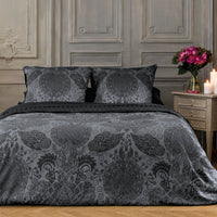 Housse de couette + taie(s) d'oreiller satin de coton - Arles gris foncé - CXL by Christian Lacroix Maison