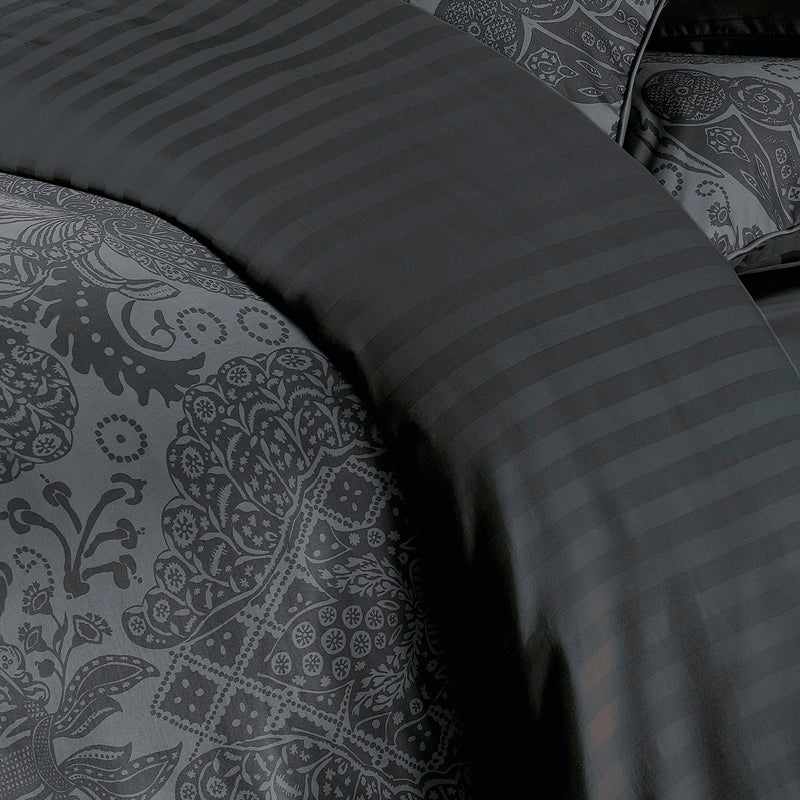 Housse de couette + taie(s) d'oreiller satin de coton - Arles gris foncé - CXL by Christian Lacroix Maison