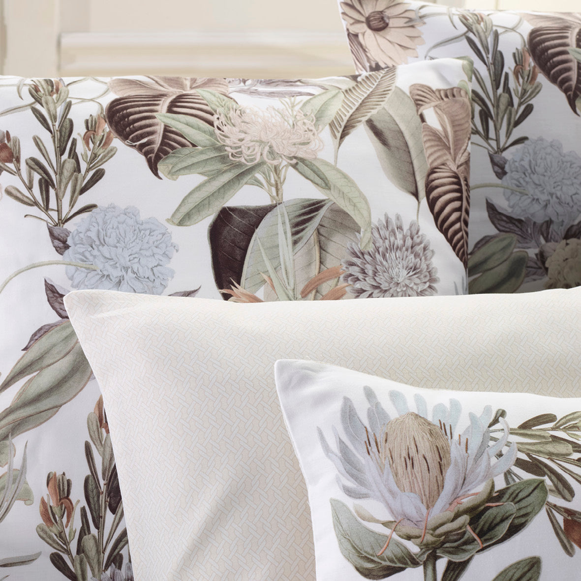 Housse de couette + taie(s) d'oreiller satin de coton - Garden taupe - CXL by Christian Lacroix Maison