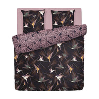 Housse de couette + taie(s) d'oreiller satin de coton - Hirondelles Prune - CXL by Christian Lacroix Maison