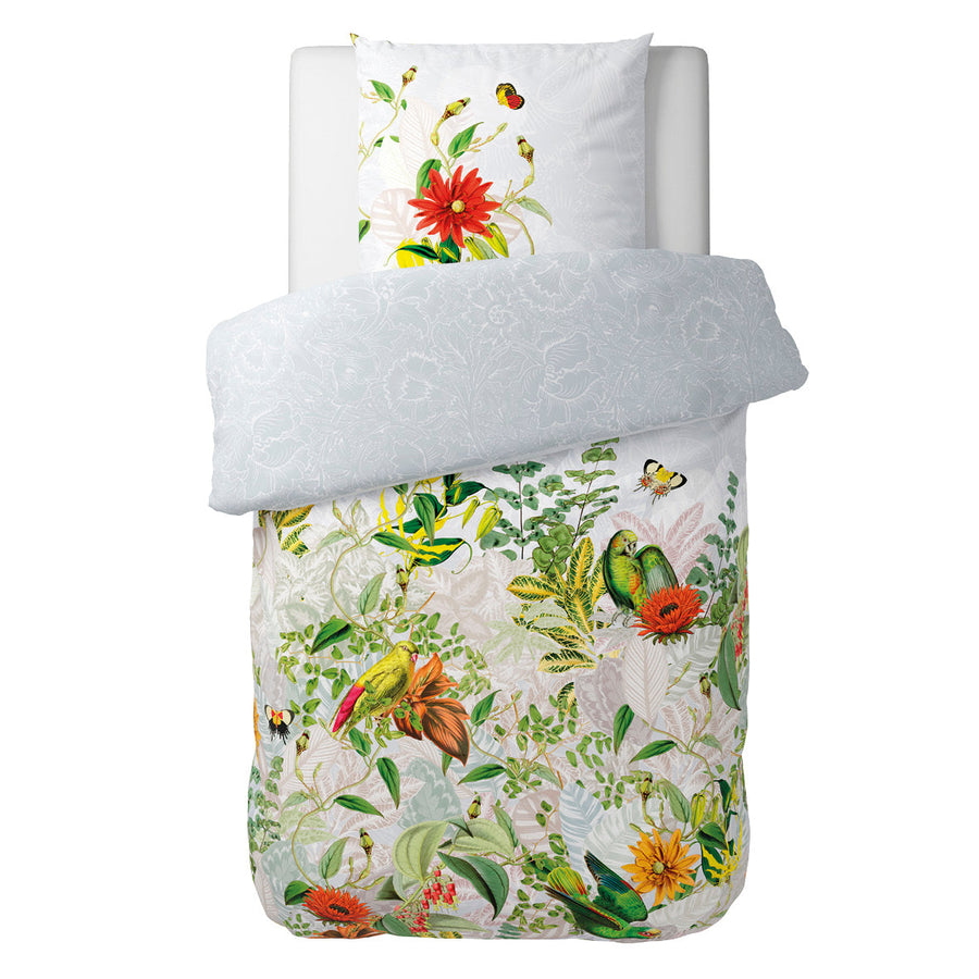 Duvet cover + pillowcase(s) cotton satin - Jardin d'hiver Pearl grey