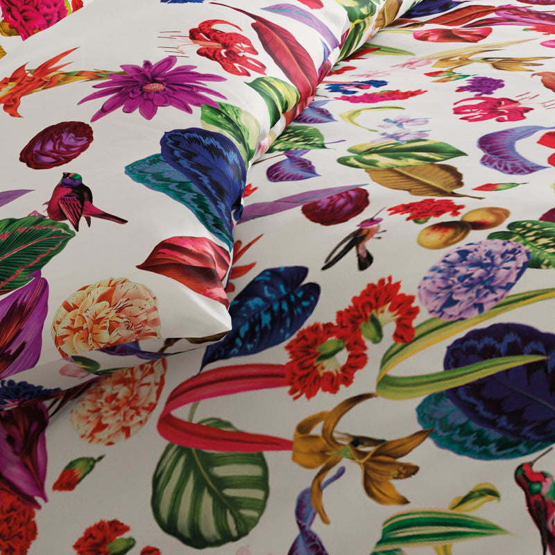 Housse de couette + taie(s) d'oreiller satin de coton - Jardin floral - CXL by Christian Lacroix Maison