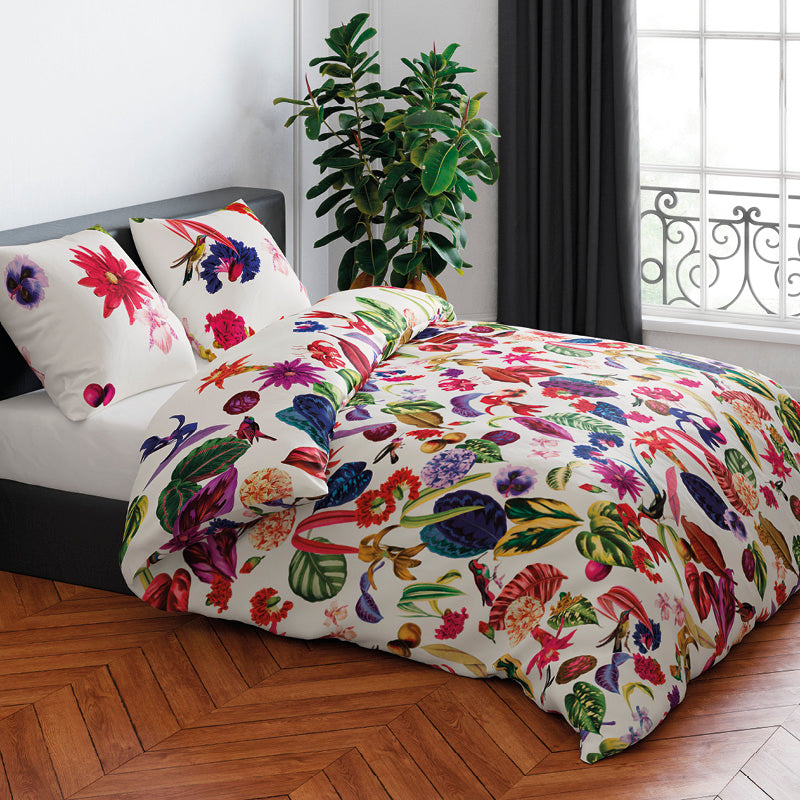 Housse de couette + taie(s) d'oreiller satin de coton - Jardin floral - CXL by Christian Lacroix Maison