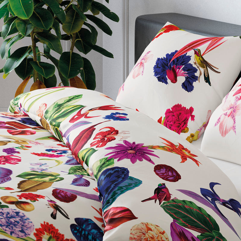 Housse de couette + taie(s) d'oreiller satin de coton - Jardin floral - CXL by Christian Lacroix Maison