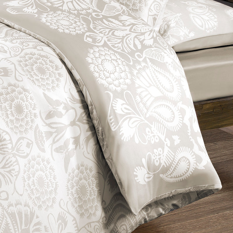 Housse de couette + taie(s) d'oreiller satin de coton - Love stories beige - CXL by Christian Lacroix Maison