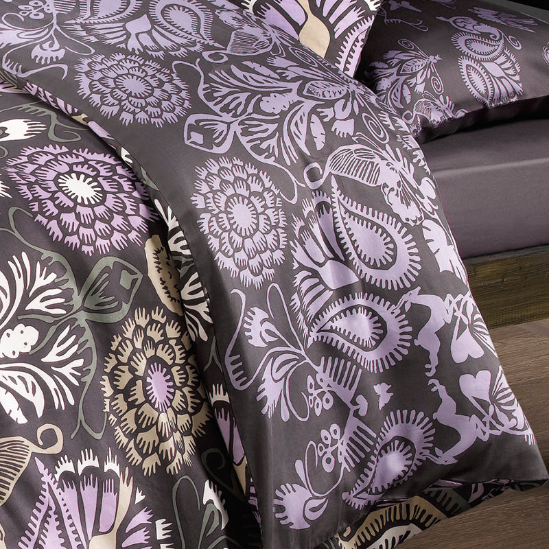 Housse de couette + taie(s) d'oreiller satin de coton - Love Stories prune - CXL by Christian Lacroix Maison