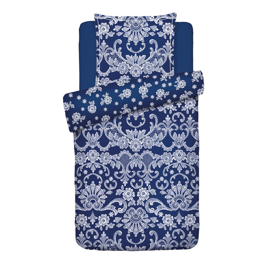 Duvet cover + pillowcase(s) cotton satin - Passementerie bleu