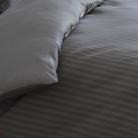 Housse de couette + taie(s) d'oreiller satin de coton - Rayure tissé gris foncé - CXL by Christian Lacroix Maison