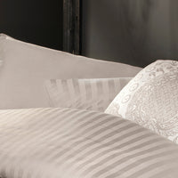 Housse de couette + taie(s) d'oreiller satin de coton - Rayure tissé taupe - CXL by Christian Lacroix Maison