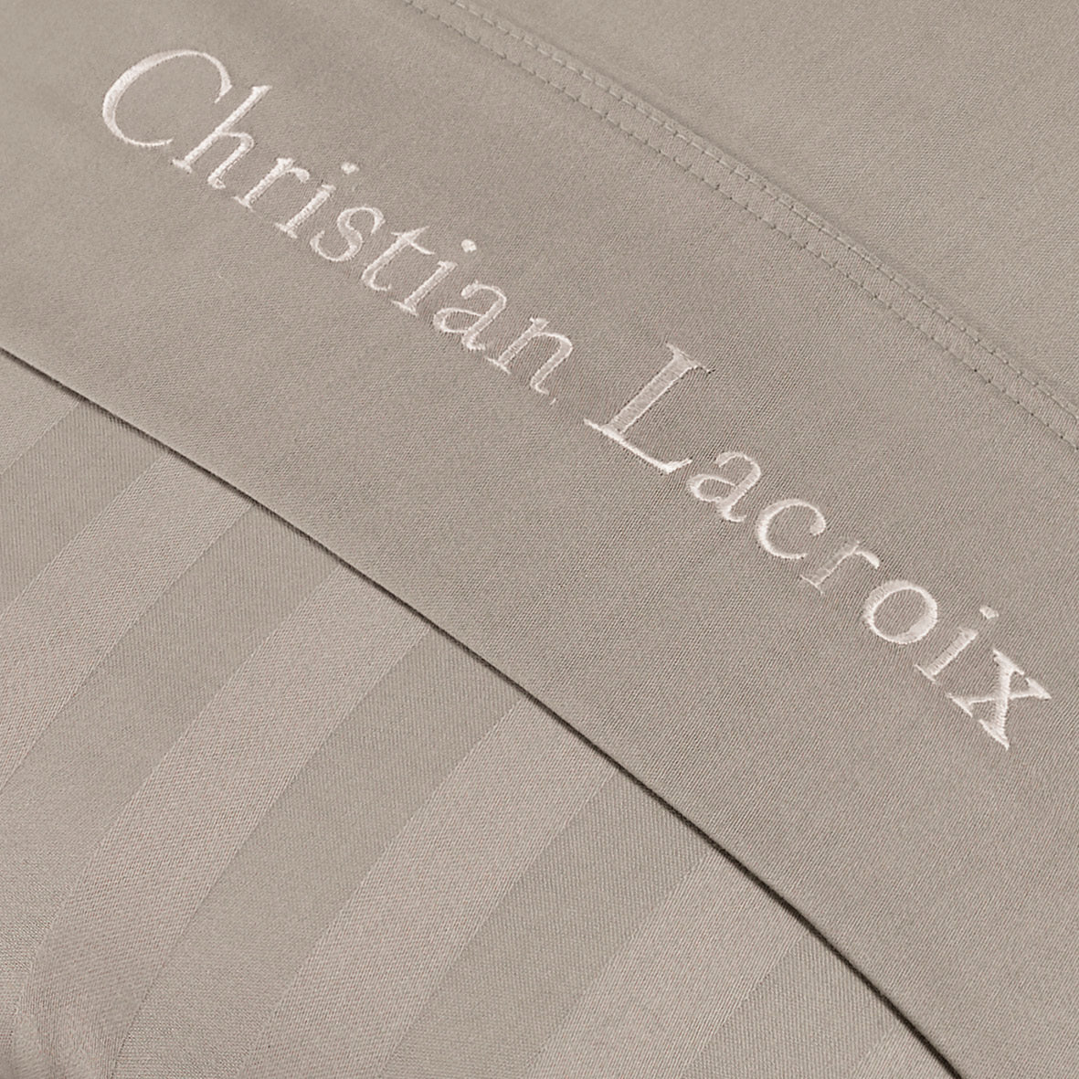 Housse de couette + taie(s) d'oreiller satin de coton - Rayure tissé taupe - CXL by Christian Lacroix Maison