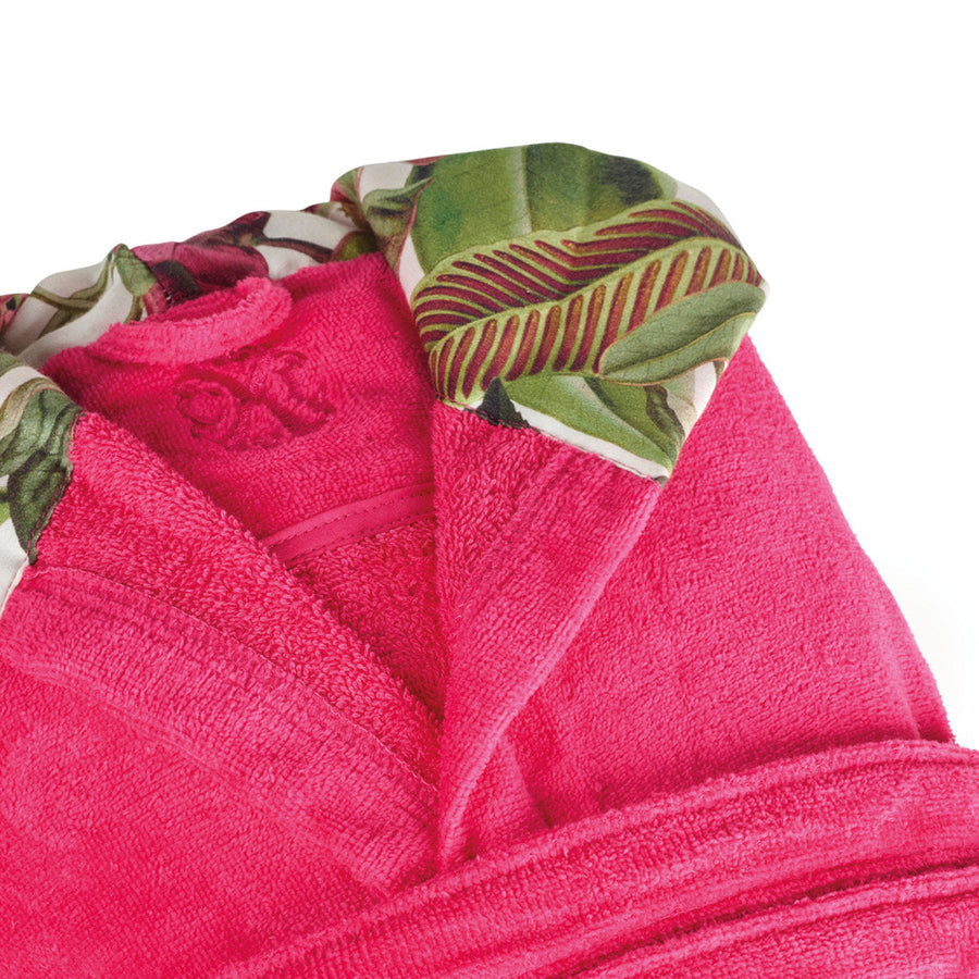 Hooded bathrobe  - Garden Fuchsia