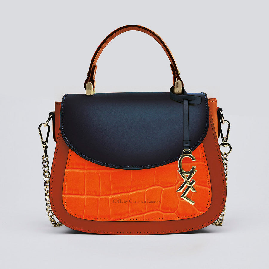 Leather handbag in croco leather - Haussmann