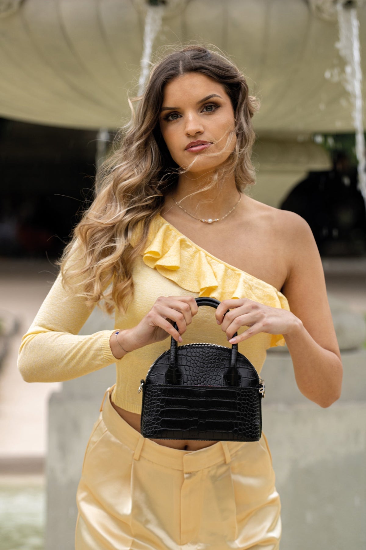Petit sac bowling Bel-air en cuir croco - CXL by Christian Lacroix Maison