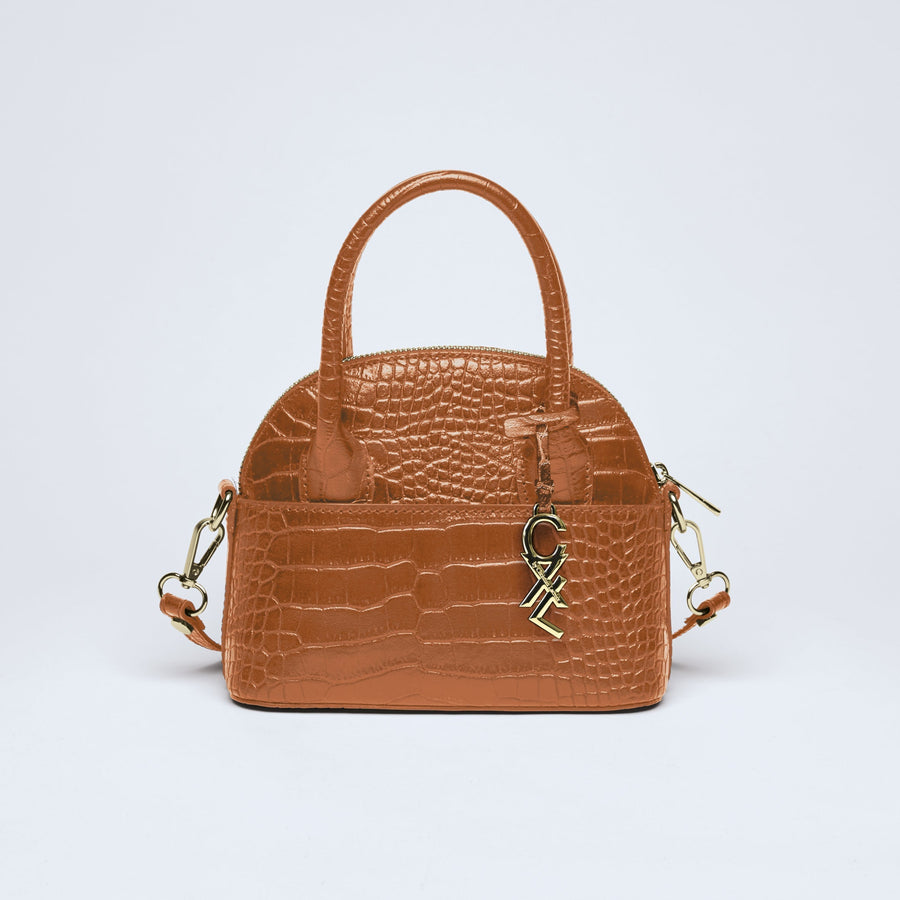 Petit sac bowling Bel-air en cuir croco
