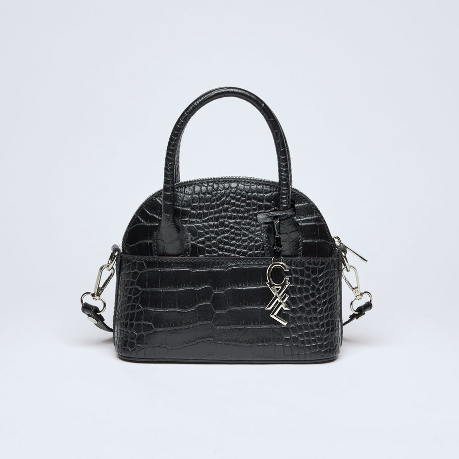 Petit sac bowling Bel-air en cuir croco