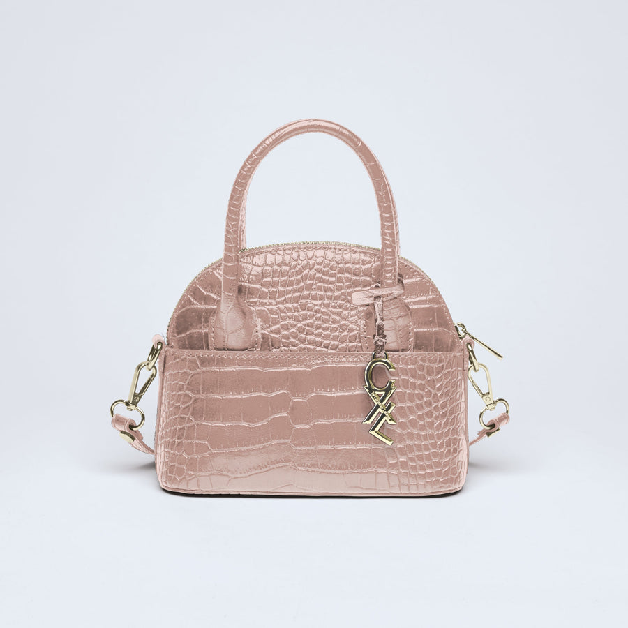 Petit sac bowling Bel-air en cuir croco