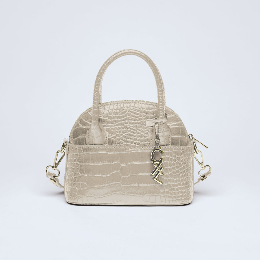 Petit sac bowling Bel-air en cuir croco