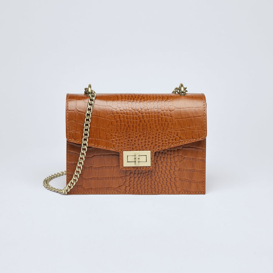 Sac bandoulière Peuplier en cuir croco