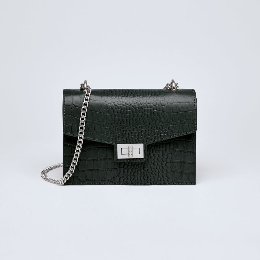 Sac bandoulière Peuplier en cuir croco