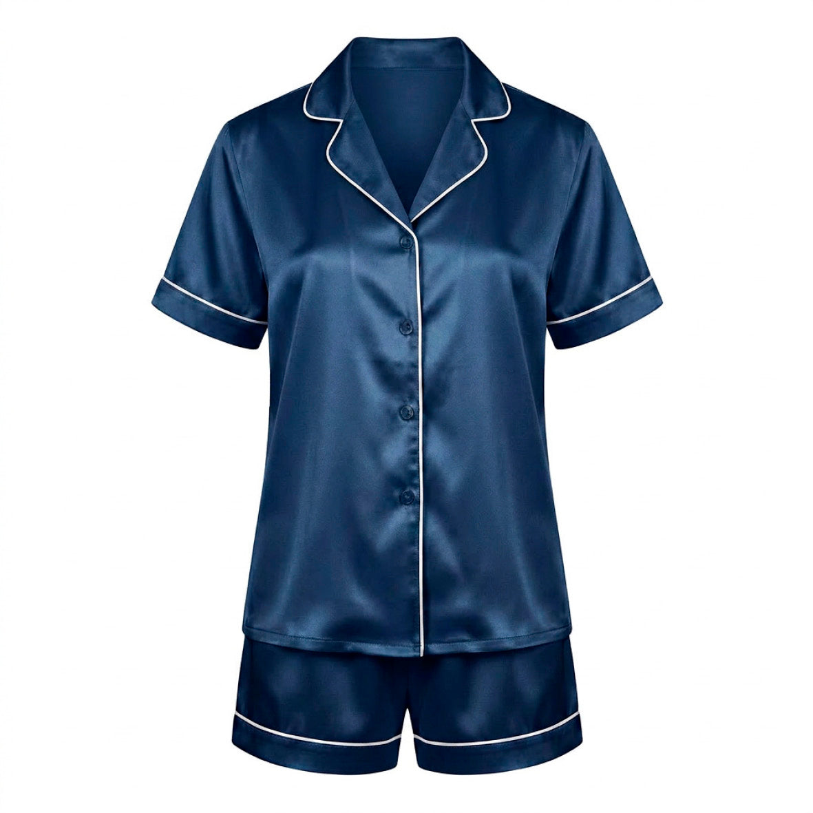 Set de pyjama court en soie - Calista Bleu marine - CXL by Christian Lacroix Maison