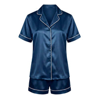 Set de pyjama court en soie - Calista Bleu marine - CXL by Christian Lacroix Maison