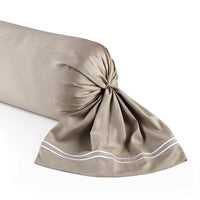 Taie de traversin satin de coton - Nîmes Blanc / Taupe - CXL by Christian Lacroix Maison