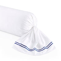 Taie de traversin satin de coton - Nîmes Bleu foncé / Blanc - CXL by Christian Lacroix Maison