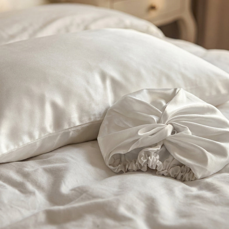 Taie d'oreiller + bonnet de nuit en soie - Brume de soie Blanc - CXL by Christian Lacroix Maison