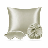 Taie d'oreiller + masque de nuit + bonnet de nuit en soie - Brume de soie Vert sauge - CXL by Christian Lacroix Maison
