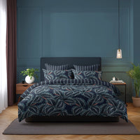 Taie d’oreiller satin de coton - Calathea Bleu foncé - 43 x 210 cm