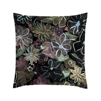 Taie d’oreiller satin de coton - Fleurs pastel Noir - 2 x (63 x 63 cm)