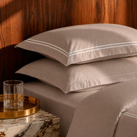 Taie d'oreiller satin de coton - Nîmes Blanc / Taupe - CXL by Christian Lacroix Maison