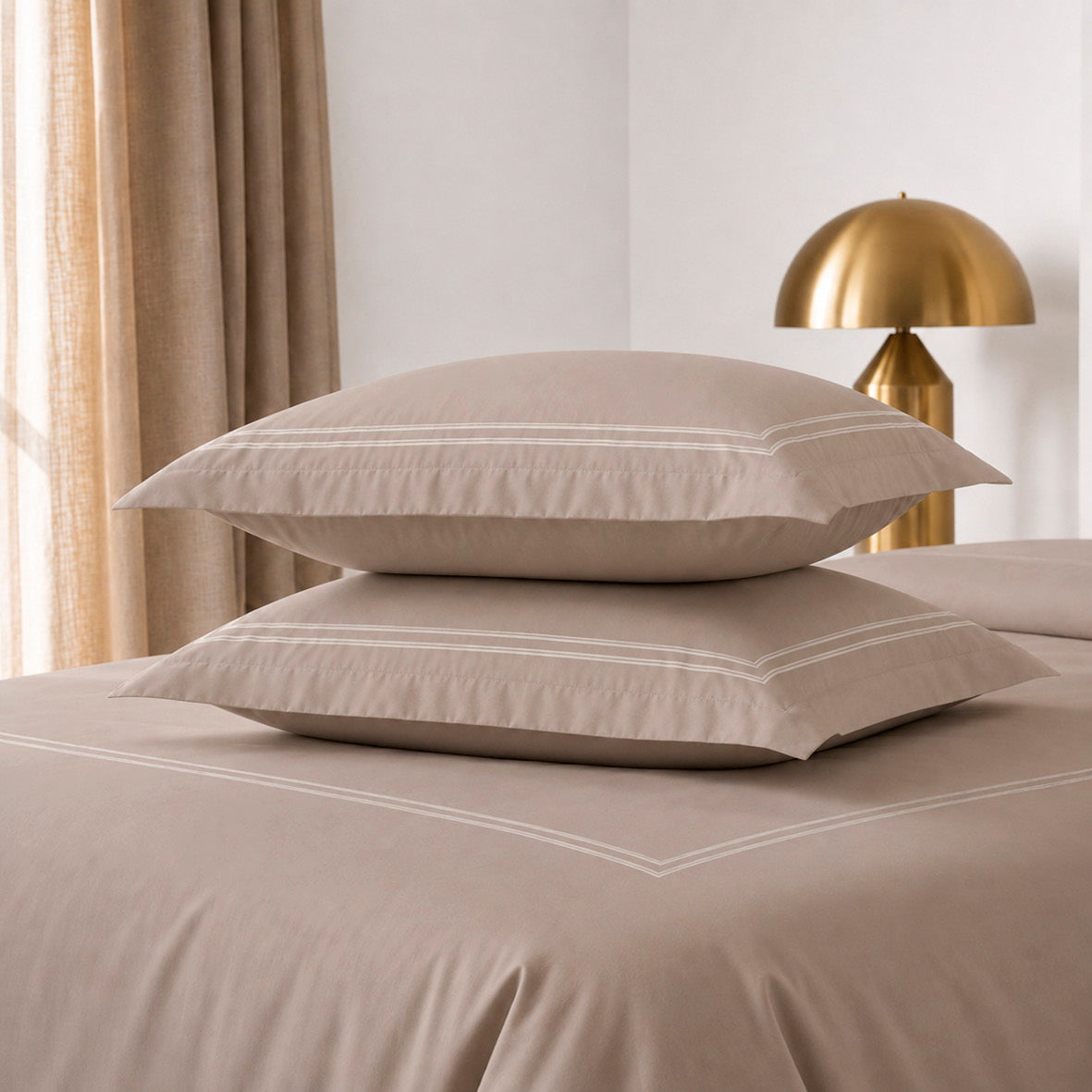 Taie d'oreiller satin de coton - Nîmes Taupe / Taupe - CXL by Christian Lacroix Maison